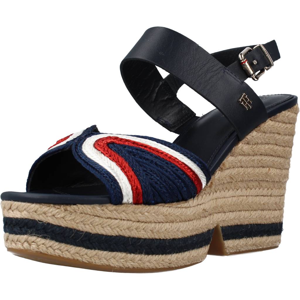 Pre-owned Tommy Hilfiger Sandalen/sandaletten  Artisanal High Wedge 105495 Blau